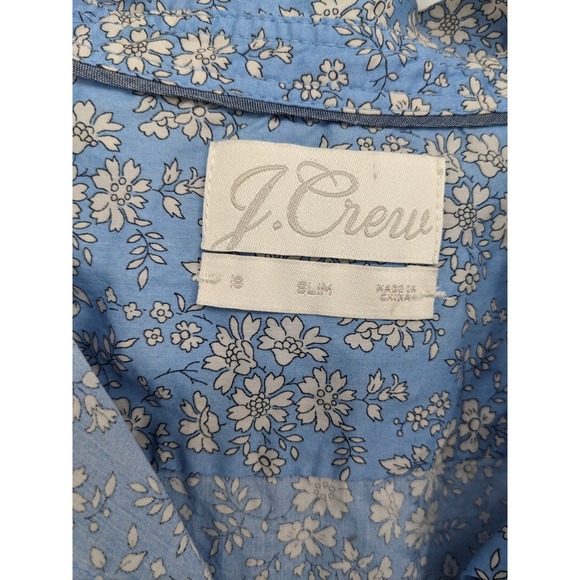 J Crew Liberty Fabric Top Womens 18 Blue Floral Slim Fit Button Down Long Sleeve - Picture 3 of 9